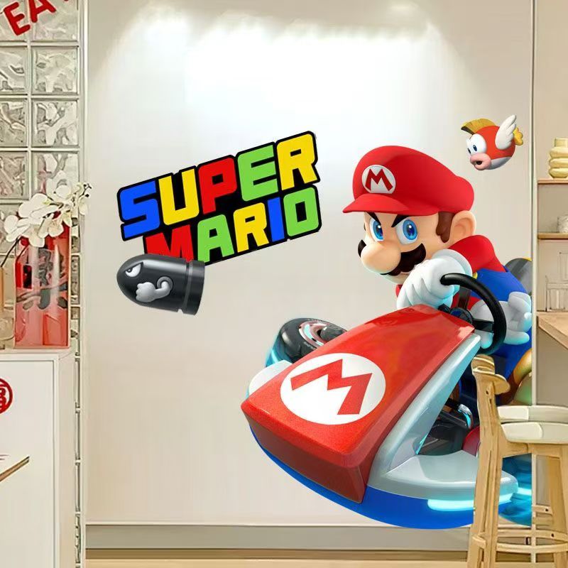 Super mario Wall Stickers Bedroom Children's Room Cartoon Door Stickers ...