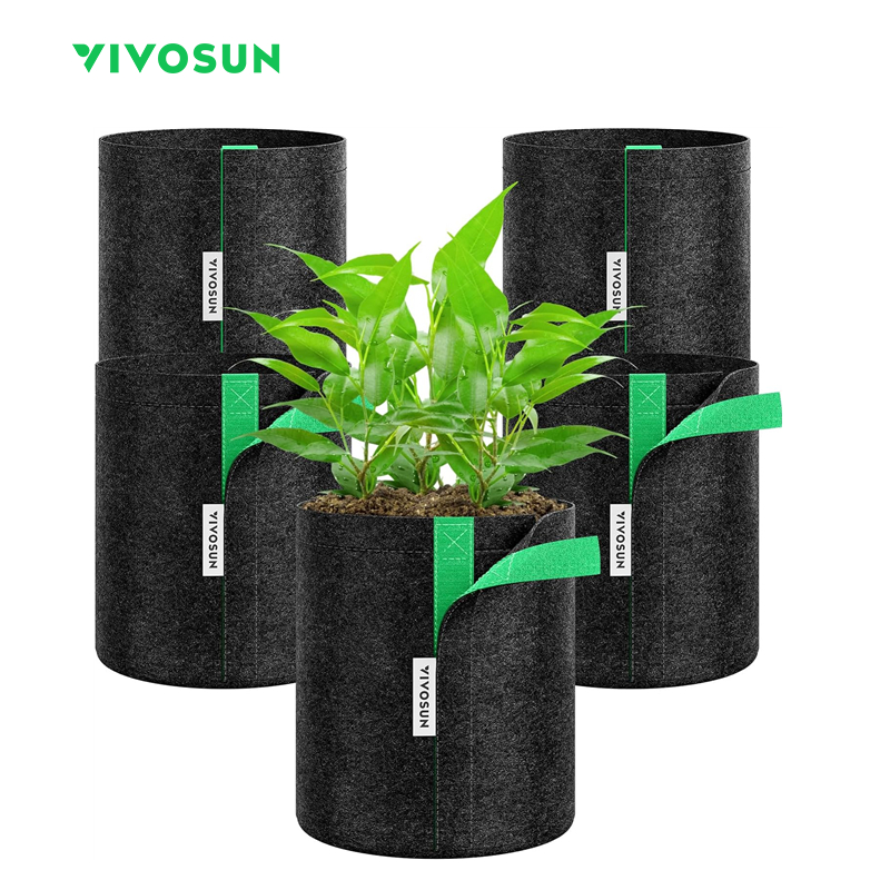 VIVOSUN 5-Pack 25 Gallon Grow Bags | Nonwoven Fabric Pots With Strap Handles
