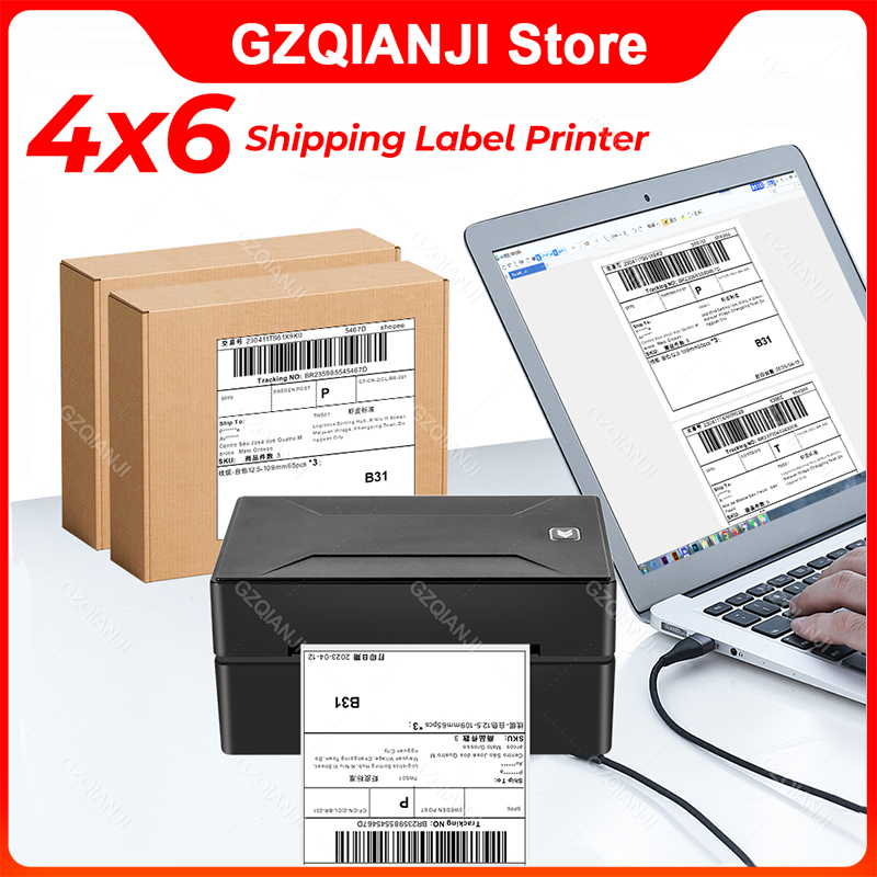 4 inch Thermal Barcode Label Printer 4x6 Shipping Label Printer A6 ...