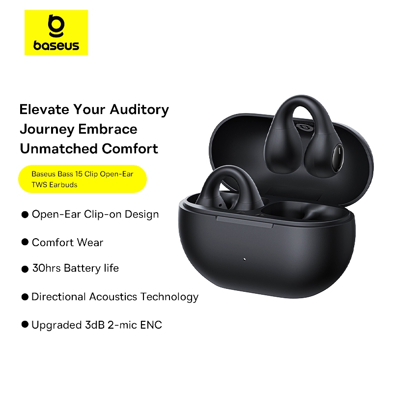 Baseus Bass 15 Clip Open-Ear TWS Earbuds Wireless Earphone Bluetooth 5. ...