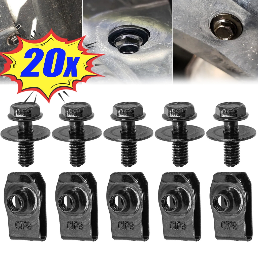 Car U-nut Clips Bolts Screw Kit Metal Retainer Bumper Fender Guard ...
