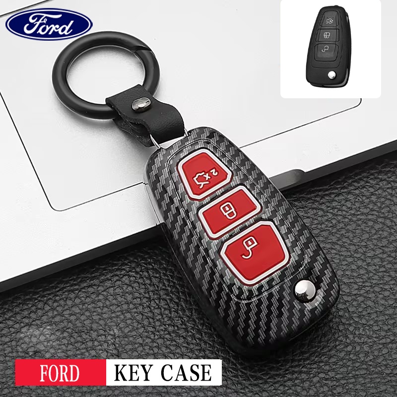 Ford Carbon Case Remote Smart Car Key Chain Ring Cover Case Shell ...