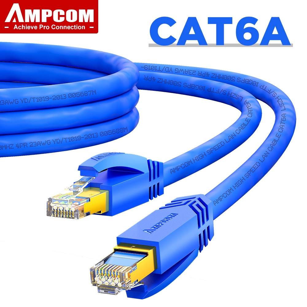 AMPCOM CAT6A Ethernet Cable 10Gbps RJ45 LAN Network Cable, 40M High ...