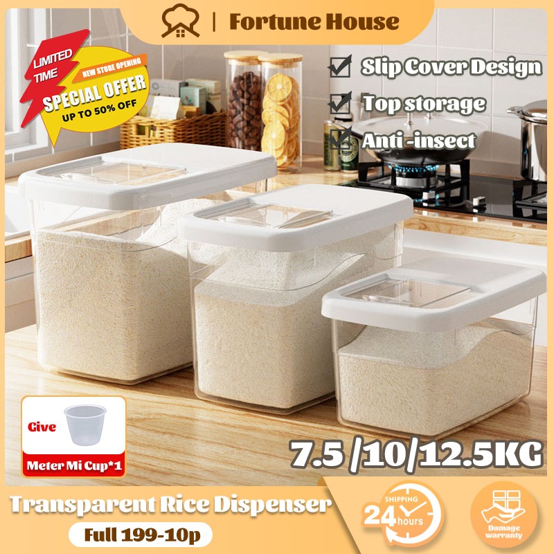 FORTUNE HOUSE Rice Dispenser 10KG Large Capacity Food Rice Storage ...