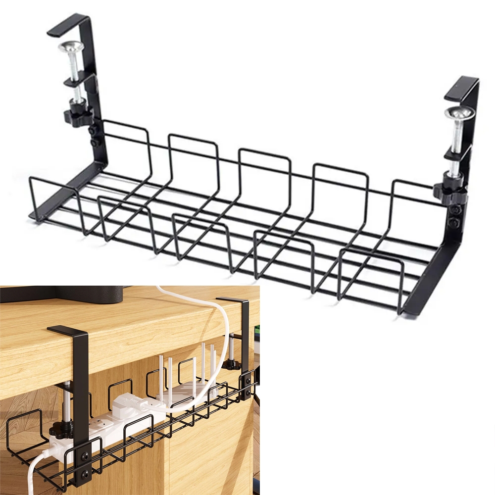 Under Table Storage Rack Metal Cable Management Tray Home Office Desk ...