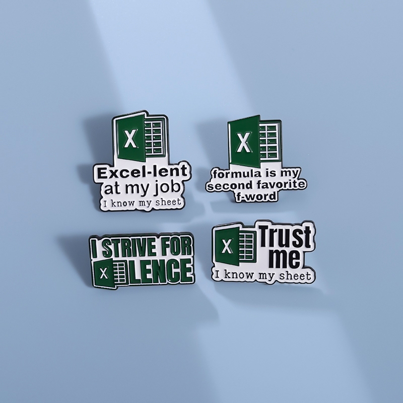 Creative Excel Brooch Excellent At My Job Pins Cartoon Word Form Woker ...