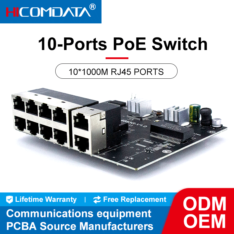 HICOMDATA POE Switch 1000mbps Internet Gigabit 802.3at 48v 2 RJ45 8 POE ...