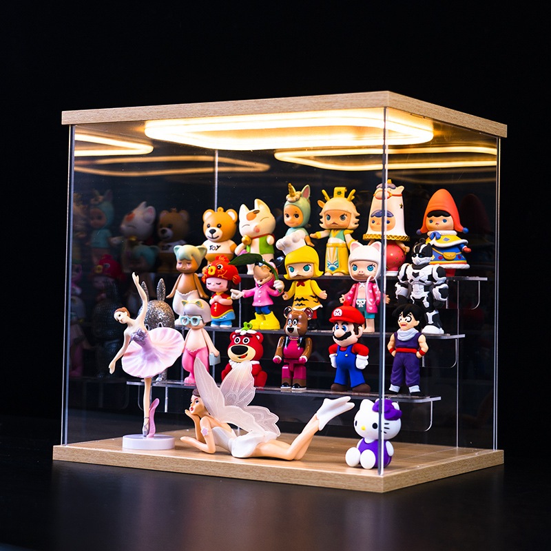3-6 Layer Ring LED Light Acrylic Display Case with Door for Action ...