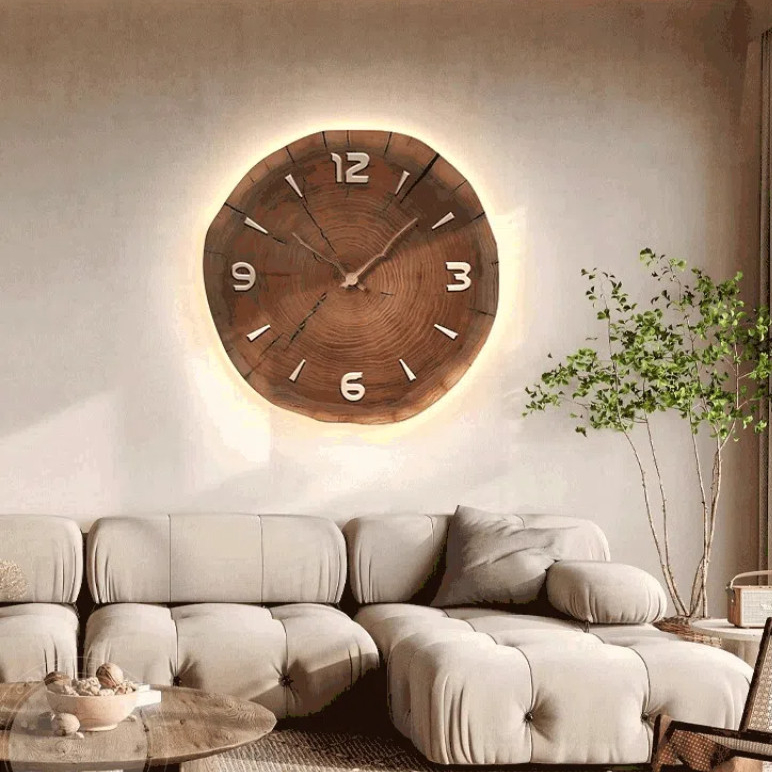 12/16/20inch Retro Wood Annual Ring Clock With Light, Battery Powered ...
