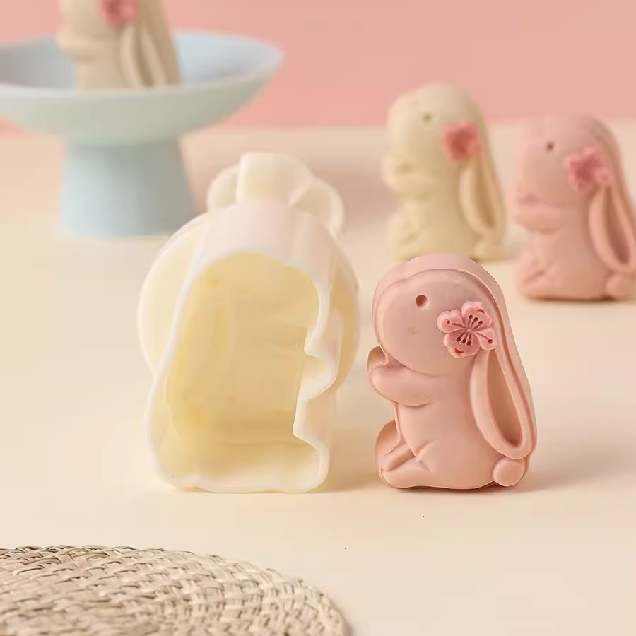 50g Mooncake Hand Pressed Mould Novel Standing Rabbit Shape Cartoon ...