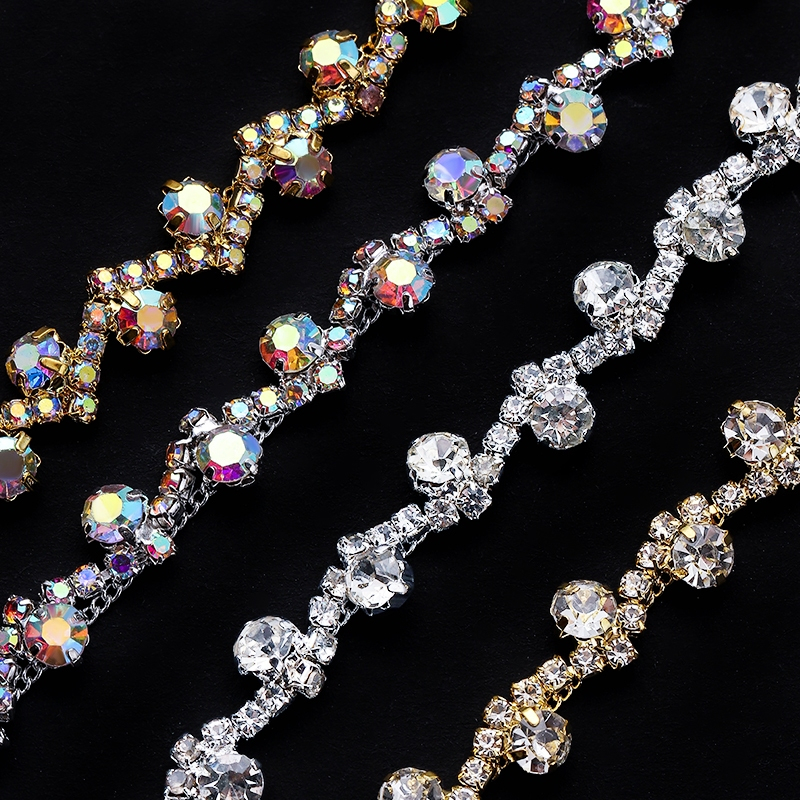QIAO 1 Yard S shape Glass Crystal Chain Rhinestone Trim Claw chain ...