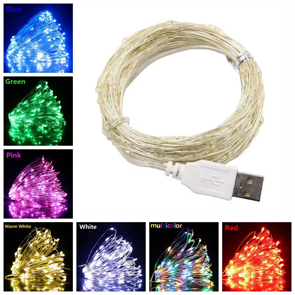LED Lights 2M 5M 10M USB String light Fairy Christmas Warm White ...