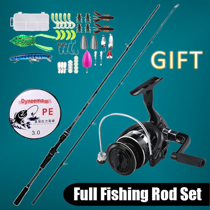 Black Fishing Set 1.8-2.1M Straight Handle Fishing Rod Reel Fishing ...