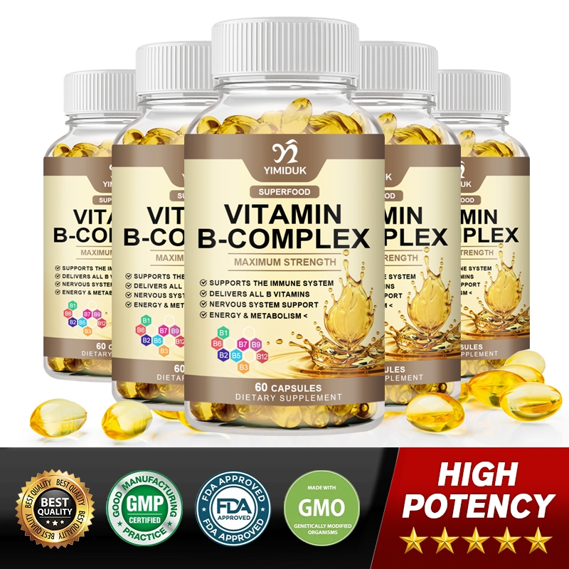 Organic Complex Vitamin B Capsule B12 B1 B2 B3 B5 B6 B7 B9 Folic Acid