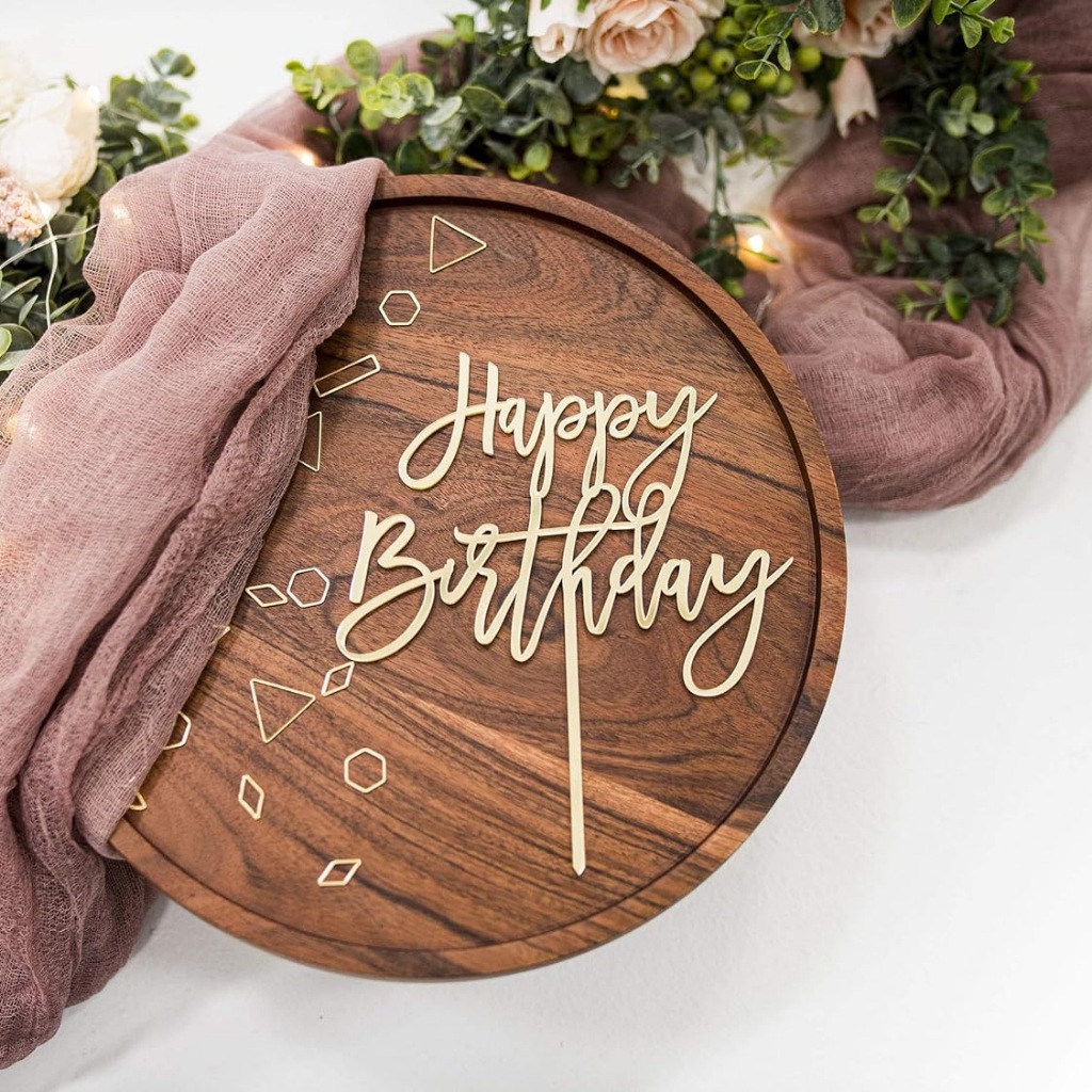 10 Pieces Acrylic Happy Birthday Cake Topper, Cursive Font Birthday ...