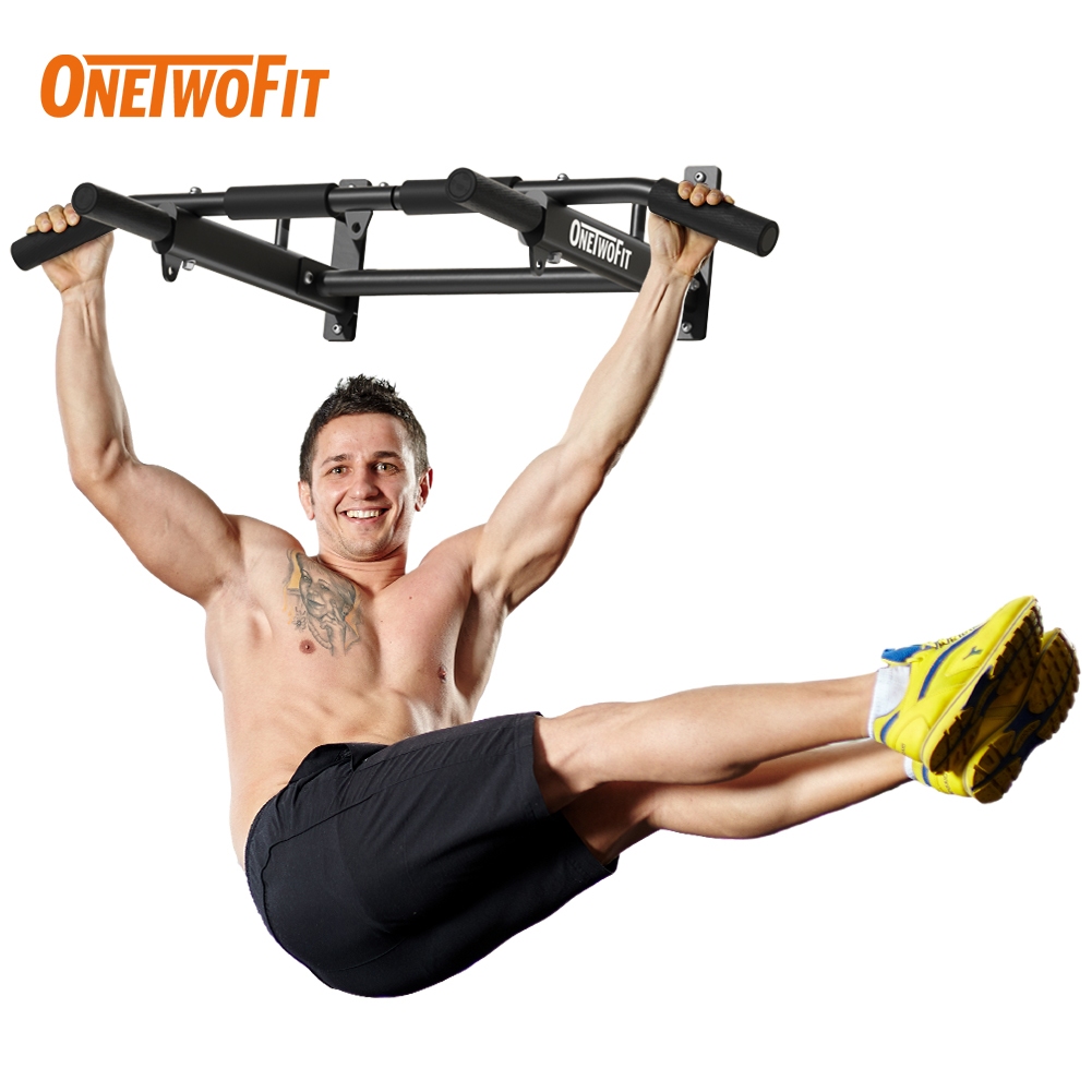 OneTwoFit wall mounted pull up bar for permanent installation stretching  and abdominal exercises Can hold 150KG of Home exercise equipment