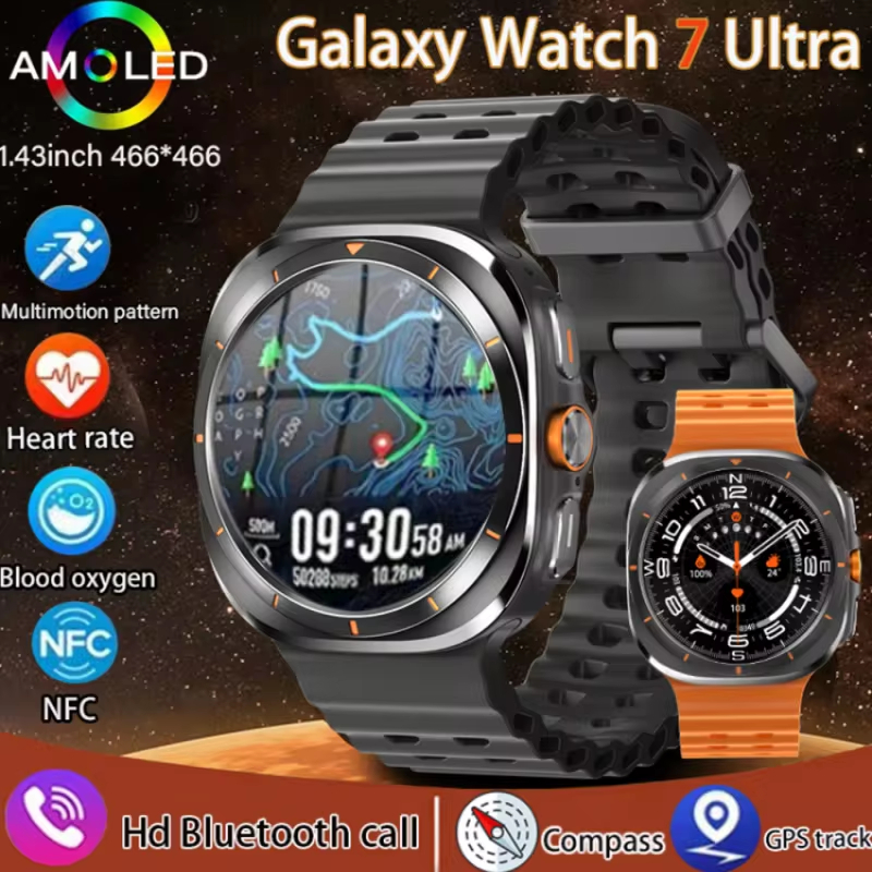 For Samsung Galaxy Watch Ultra New GPS Track Smart Watch Men Amoled  Always Display Body Temperature Clock BT Talk Smart Watch