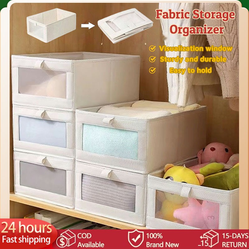 Transparent visual windowFoldable Storage Basket Clothes Toy Storage ...