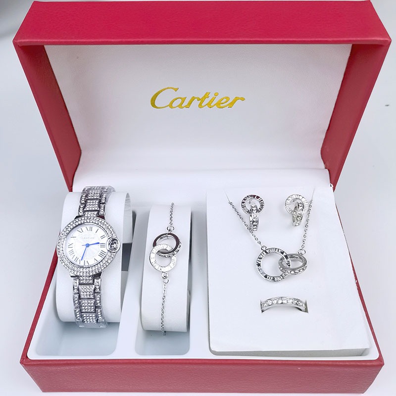 Kajia Watch Bracelet Necklace Earrings Fashion FivePiece Set Hot
