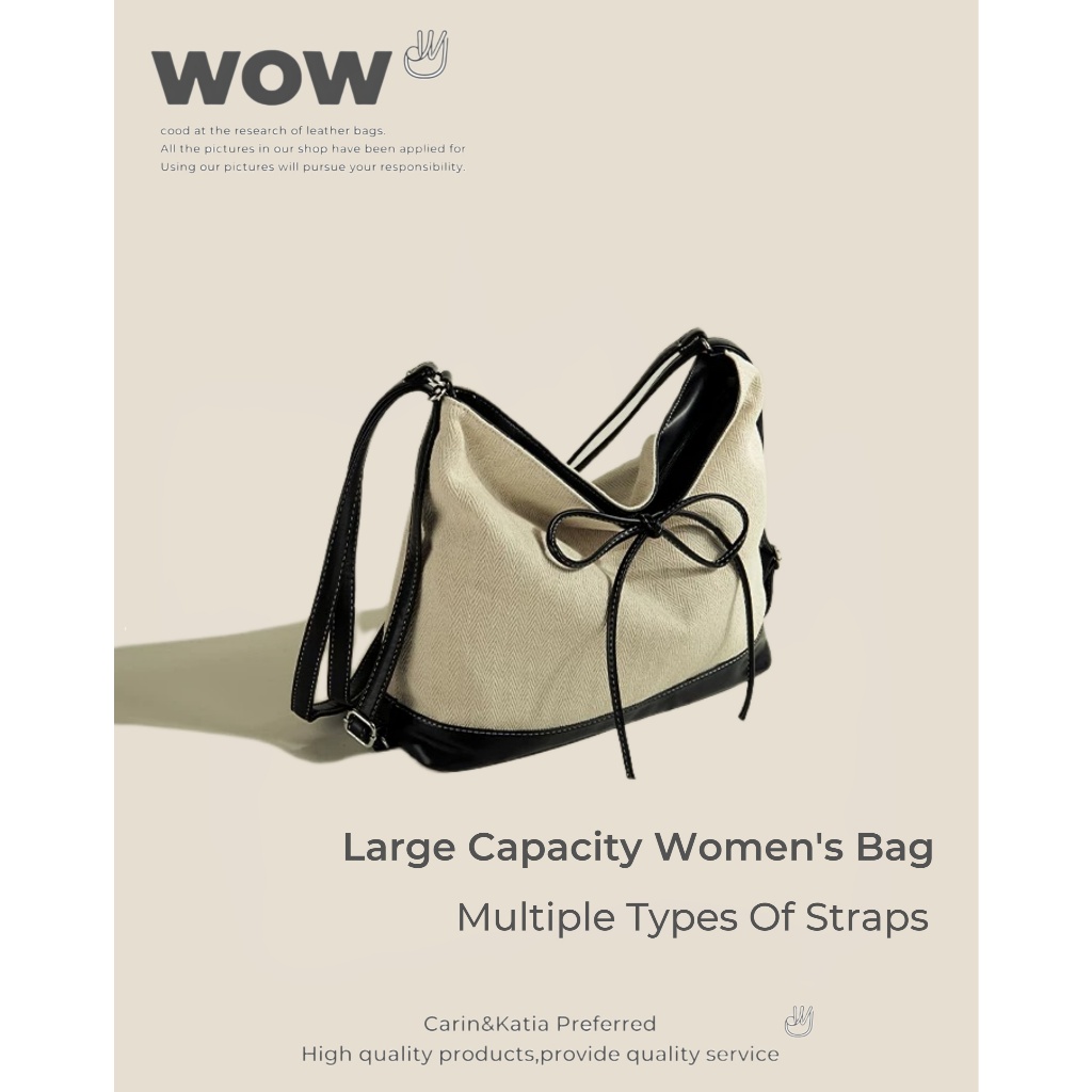 Double shoulder canvas tote bag for women contrasting color single