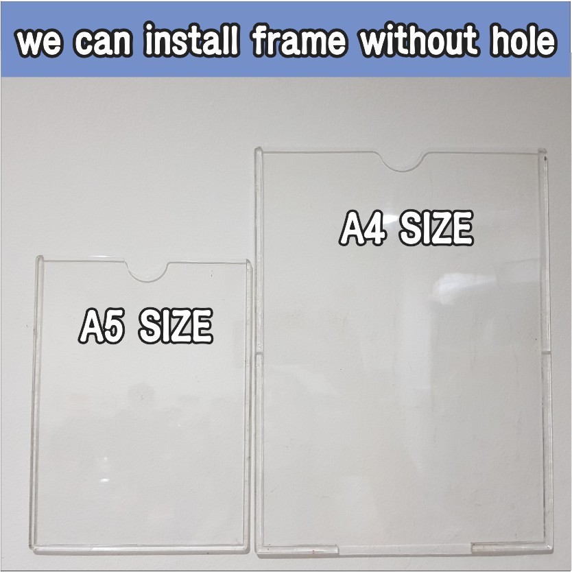1 Pieces A4/A5 Clear Wall Mount Acrylic Sign Holder Picture Document