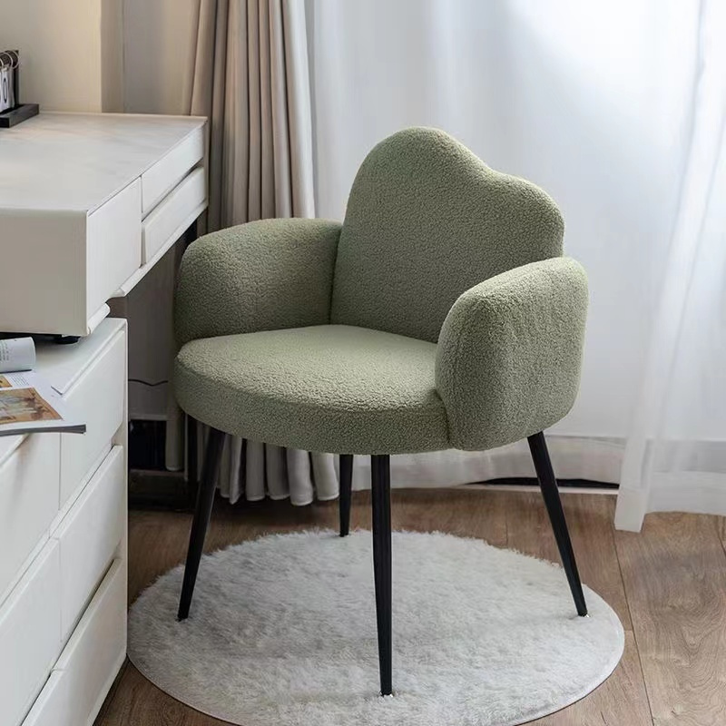 Nordic Simple Bedroom Lamb Fleece Comfortable Girls Computer Chair ...
