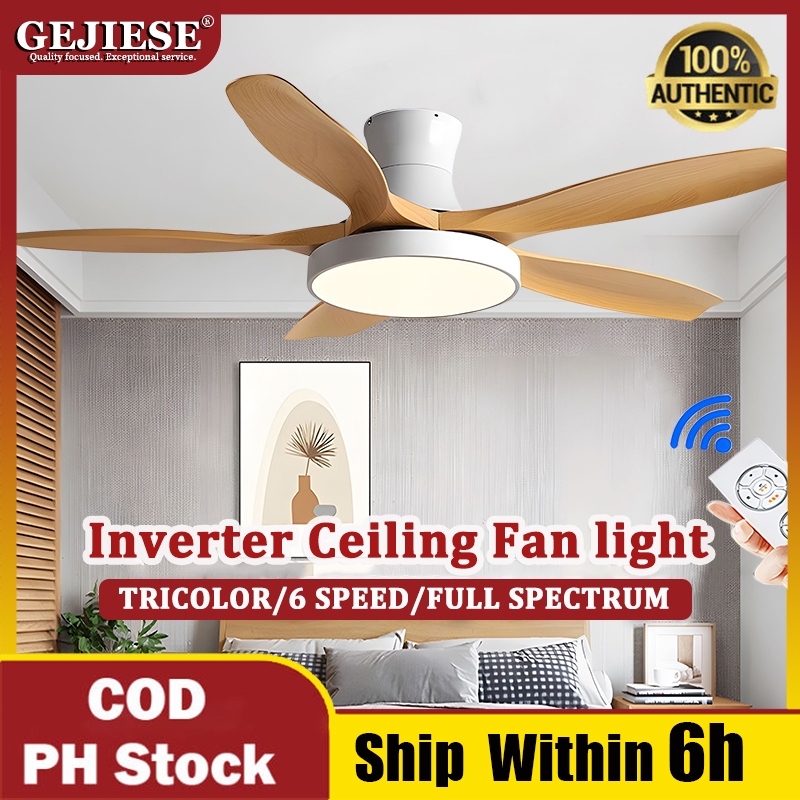 GEJIESE Ceiling Fan With Light Nordic Wooden Design Ceiling Fan Light