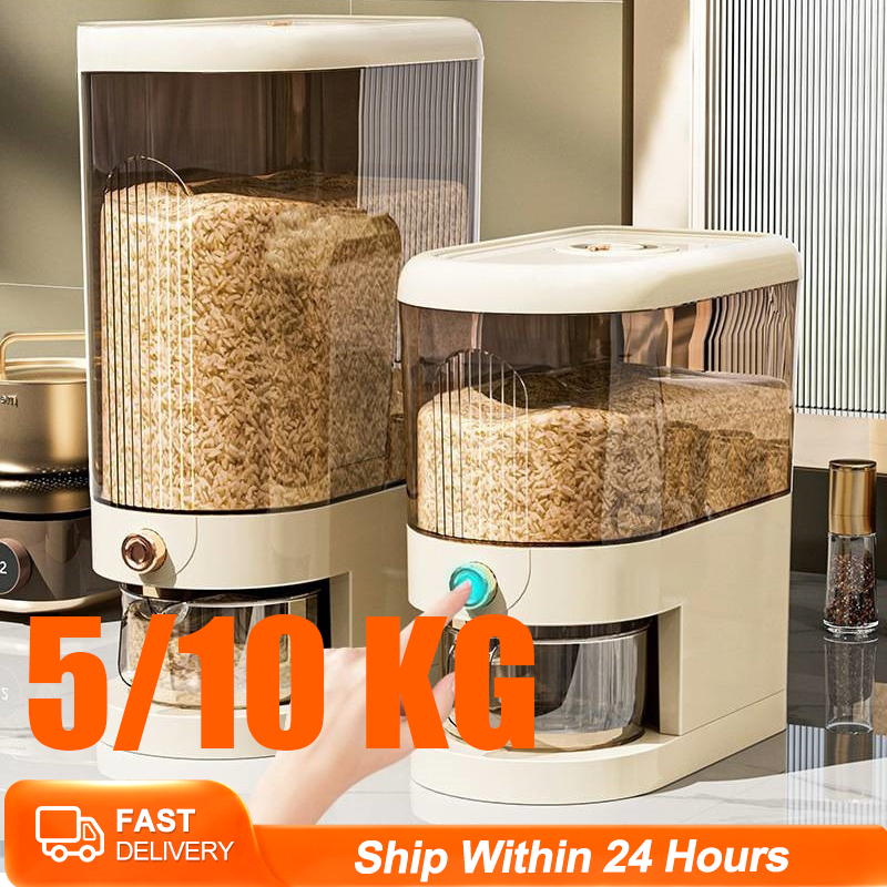 【On Stock】5/10KG Automatic Rice Dispenser Aesthetic Kitchen Essentials ...