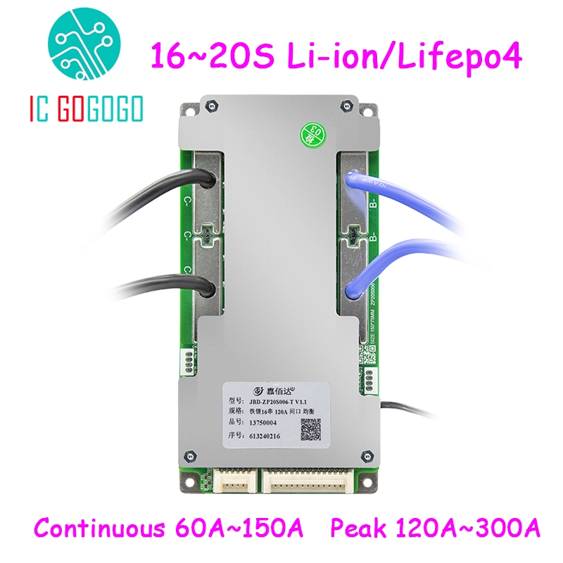 JBD 16S 17S 20S 48V 60V 72V 60A 80A 100A 120A 150A Lifepo4 Li-ion NMC ...