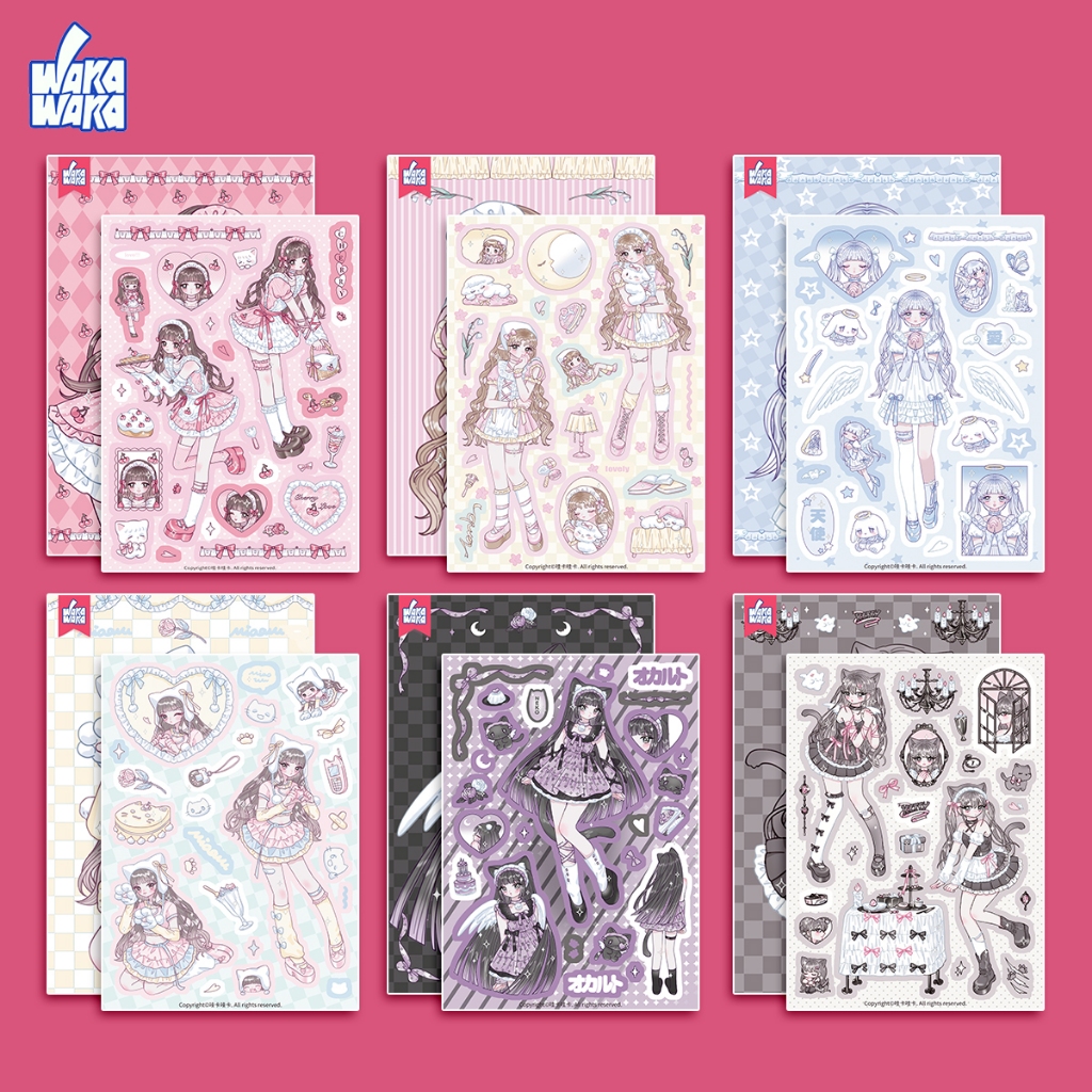 Wakawaka 6sheets stickers Original stickers Handbook stickers Character