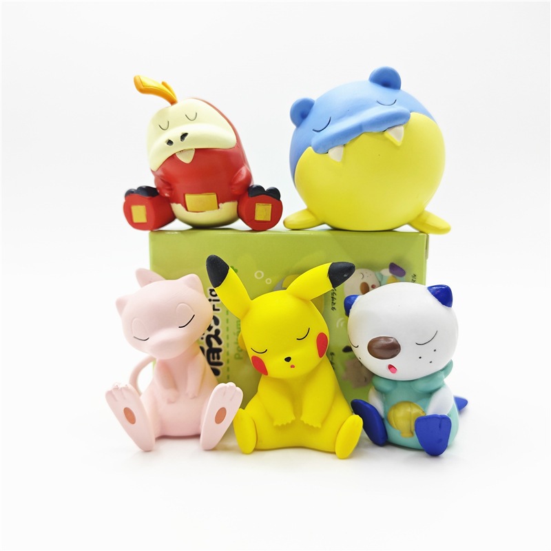 5Pcs/Set 3-5cm Pokemon Anime Figure Shoulder Rest Sleep Doll