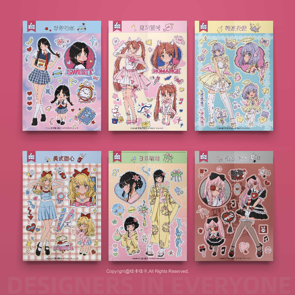 Wakawaka 6sheets Character Stickers Handbook Stickers Creative Cuckoo