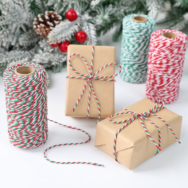 100M Multicolor Christmas Cotton Rope Natural Jute Twine String ...