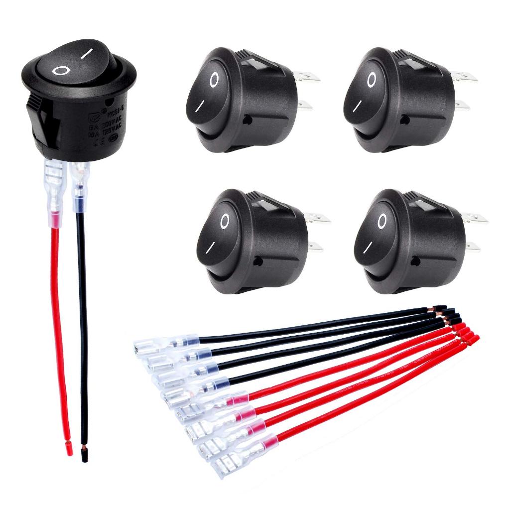 ON Off Round Rocker Switches SPST 20mm DC12-24V 20A 2 Pin Mini Circle ...