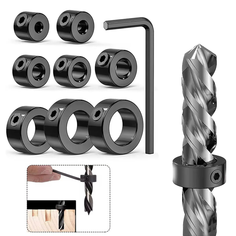 8Pcs Drill Bit Limit Ring Depth Stop Collars Ring Adjustable Positioner ...