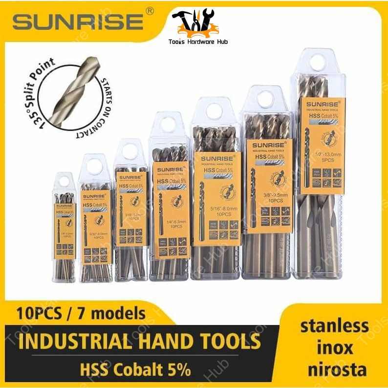 10PCS Sunrise DRILL BIT HSS Good for Metal / Stainless / Aluminum