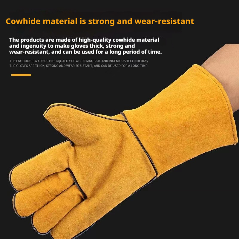 AOUCHI Top-grain Leather Welding BBQ Fire Gloves, Fireproof XL