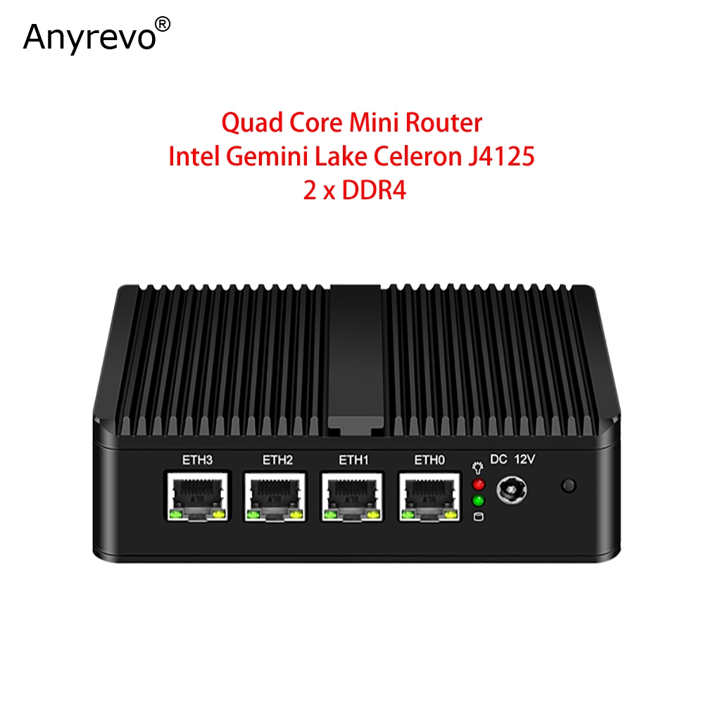 Fanless Mini PC Intel Celeron N5000 J4125 Quad Core Soft Router with 4 ...