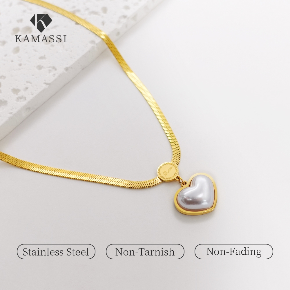 KAMASSI Necklace for Women Heart Pendant Stainless Steel Accessories ...