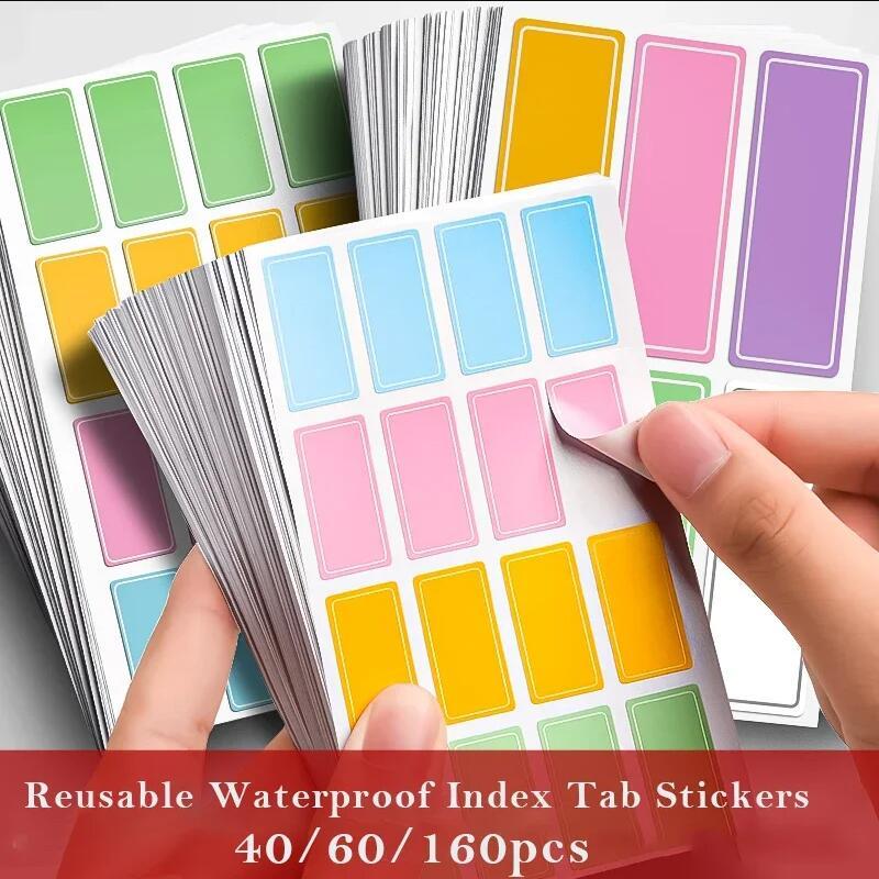40/60/160pcs Index Tab Stickers Candy Color Classfication Label Marks ...