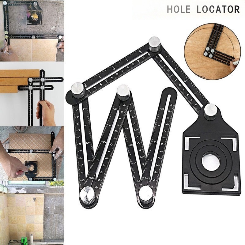 SS 6 Folding Ruler Tile Hole Positioning Multi Template Angle Rulers ...