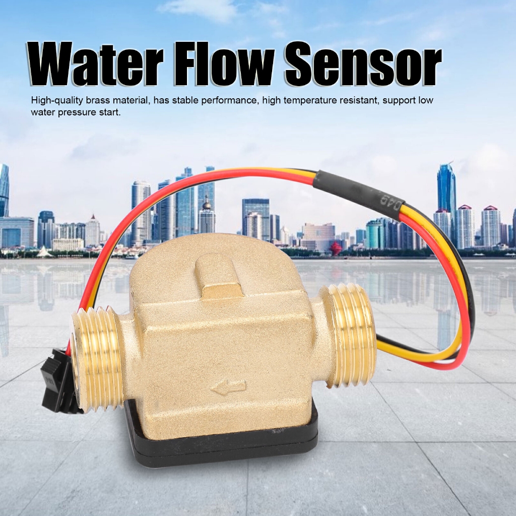 Fun~ G1/2in Male Water Flow Sensor Counter Brass Hall Flowmeter DC 3 ...