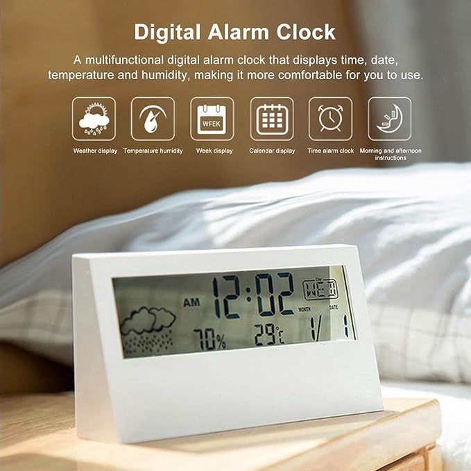 YING#Digital Alarm Clock LCD Time and Temperature Display Automatic ...