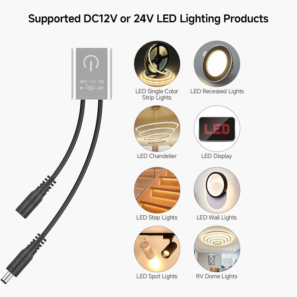 BTF-LIGHTING 12V 24V DC Touch On/Off Sensor Switch Touch Dimmer Switch ...