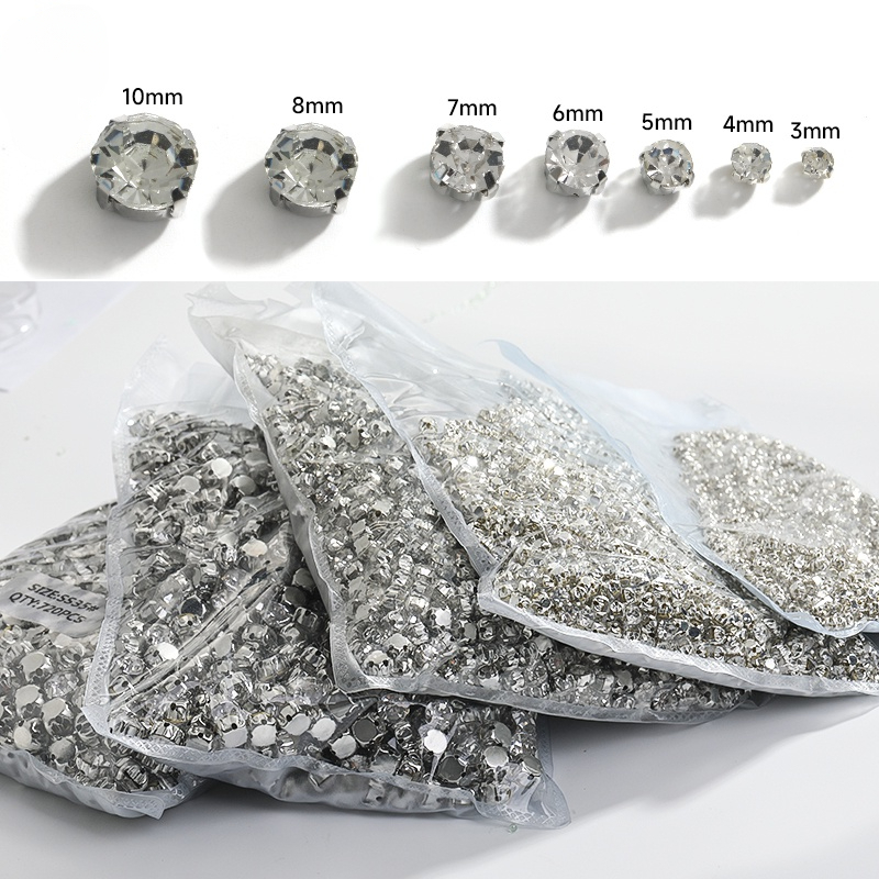 SS12 - SS45 Glass Crystal Setting Sew On Rhinestones With Silver Claw ...