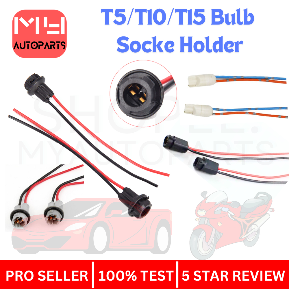 2 pcs T5 T10 T15 Bulb Socket Adapter With Cable Car Light Plug ...