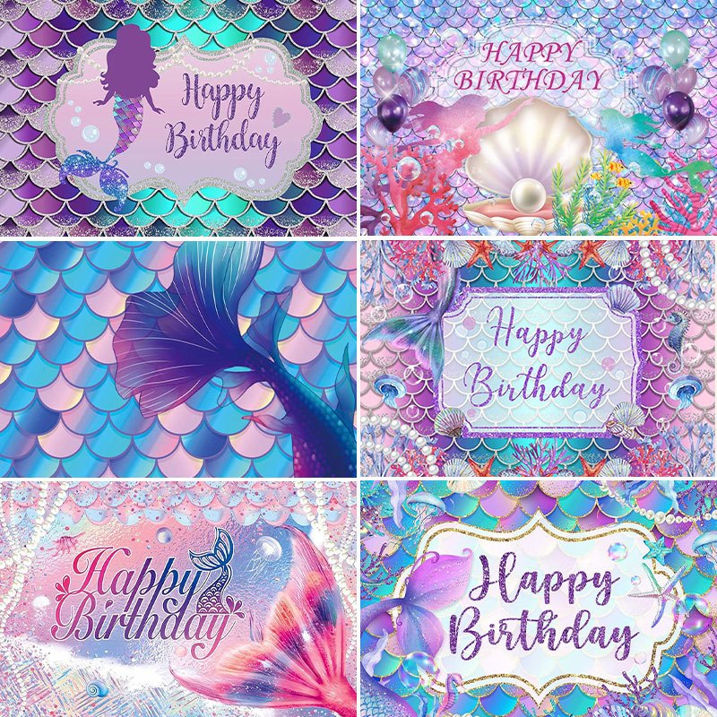 Sparkle Scales Coral Mermaid Arch Birthday Backdrop