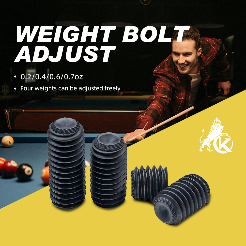 4-Piece Billiard Cue Weight Bolt Set - Adjustable Pool Cue Weights (0.2/0.4/0.5/0.7oz, 12-30mm)
