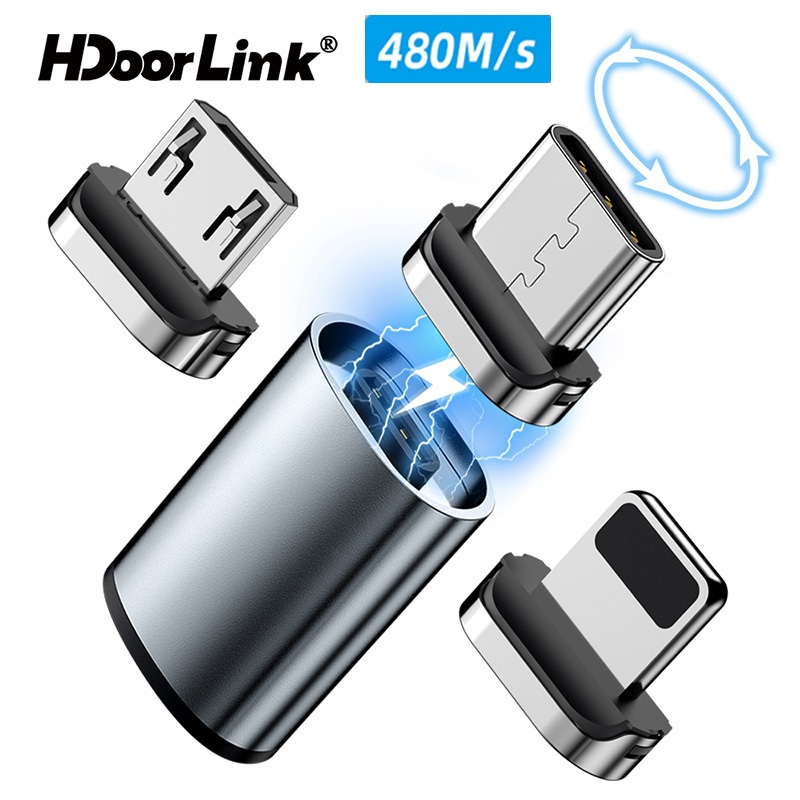 HDOORLINK Type C Micro USB Cable Convert Plug Adapter Magnetic Charger ...