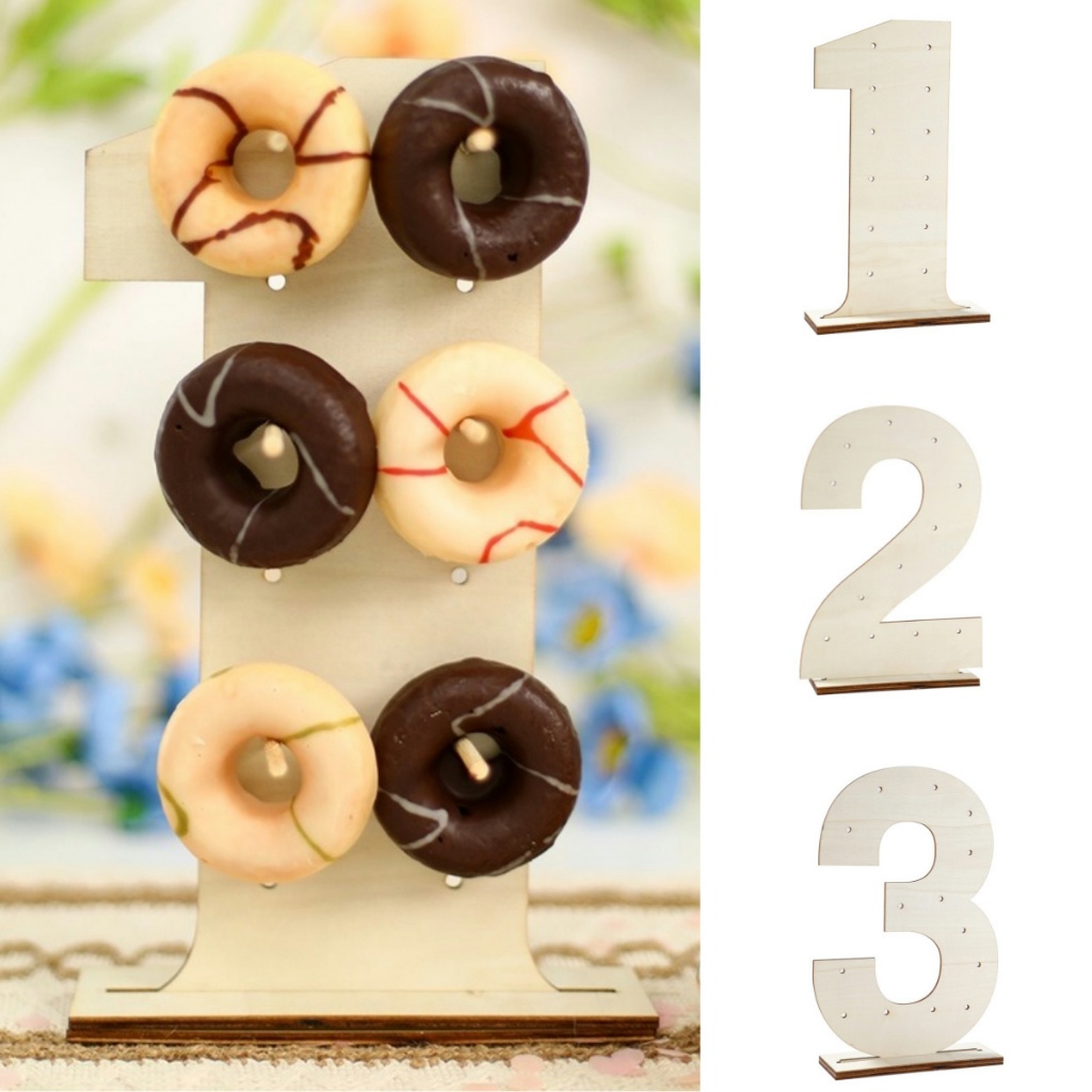 Nmuber 1-3 Donut Stand DIY Wooden Dount Display Stand Sweet Doughnut ...